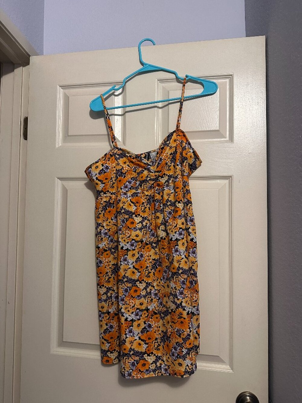 H&M Divided Floral Orange Strappy Mini Dress - Size M